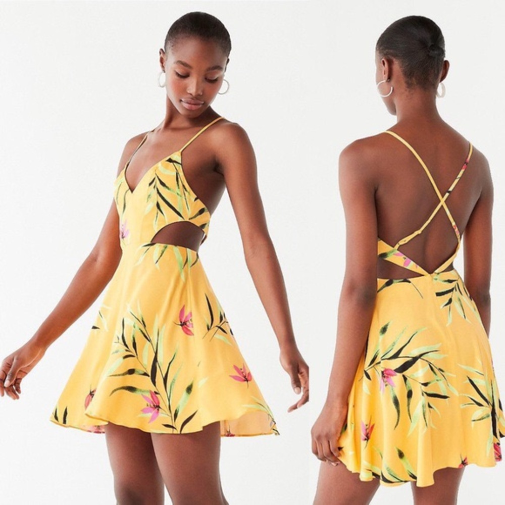 Urban Outfitters Marguerita Yellow Floral Dress